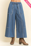 Frayed Elastic Waist Pants