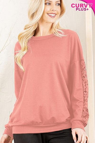 Mauve Lace Sleeve Top