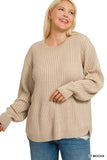 CURVED HEM TWO-TONE SWEATER