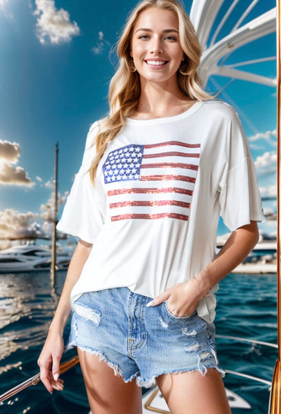 Sequin Flag Top