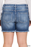 Medium MID RISE RAW FRAYED HEM DENIM SHORTS