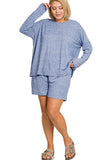 Soft Melange Long Sleeve Tee & Shorts Set
