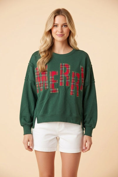 GREEN MERRY PATCH OVERSIZED
SWEATSHIRT