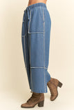 Frayed Elastic Waist Pants