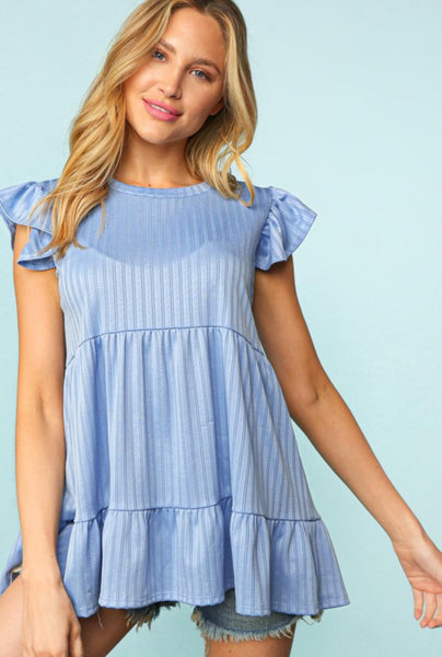 BABYDOLL TIERED RUFFLE FRILL SHORT SLEEVE