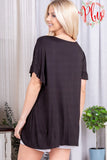 Ruffle Accent V-Neck