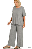 MELANGE SHORT SLEEVE TEE & LONG PANTS SET