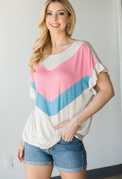 Colorblock Ruffle Top