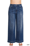 HIGH RISE WIDE LEG PINTUCK DENIM JEANS