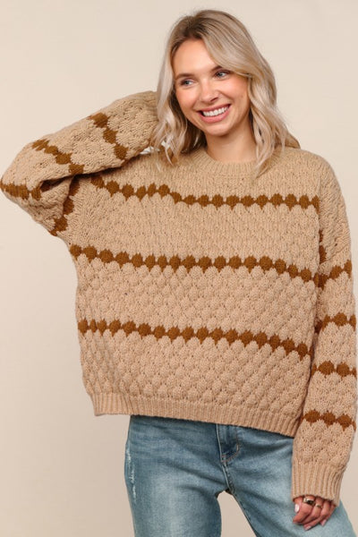 Stripe Patterned Comfy Pullover Sweater
