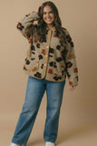 CORDUROY PUFF FLOWER COLOR BLOCK JACKET