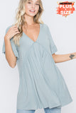 Ruffle Accent V-Neck