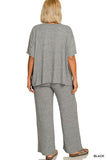 MELANGE SHORT SLEEVE TEE & LONG PANTS SET