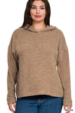 HOODED BRUSHED MELANGE HACCI SWEATER