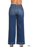HIGH RISE WIDE LEG PINTUCK DENIM JEANS