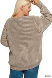 CURVED HEM TWO-TONE SWEATER