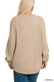 CURVED HEM TWO-TONE SWEATER