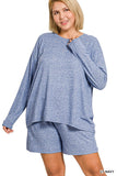 Soft Melange Long Sleeve Tee & Shorts Set