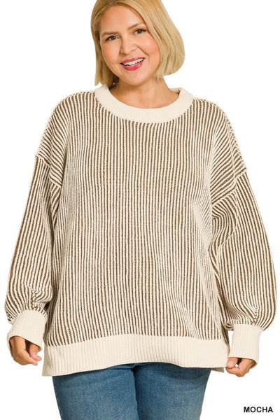 TWO TONE CREWNECK SWEATER