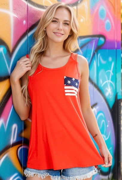 Solid Top With Star And Stripe Pocket