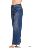 HIGH RISE WIDE LEG PINTUCK DENIM JEANS