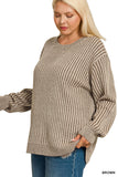 CURVED HEM TWO-TONE SWEATER