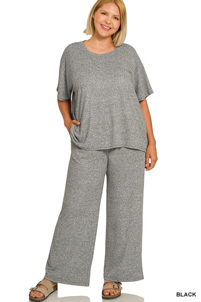 MELANGE SHORT SLEEVE TEE & LONG PANTS SET