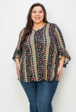 FLOWER PRINT TUNIC W/ BELL SLEEVES