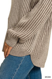CURVED HEM TWO-TONE SWEATER