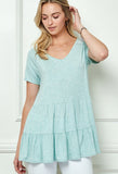 DOUBLE RUFFLES BABYDOLL TUNIC TOP