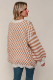 OVERSIZE CHECKER STRIPE PULLOVER
SWEATER TOP