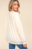 Textured Pumpkin Oversized Pullover Knit Top