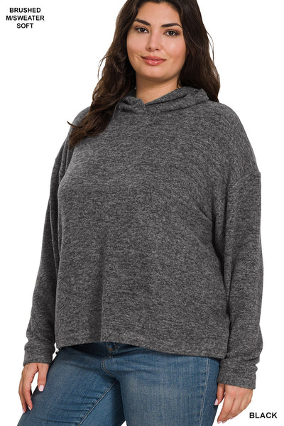 HOODED BRUSHED MELANGE HACCI SWEATER