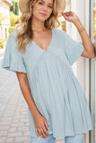 Ruffle Accent V-Neck