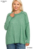 SOFT MELANGE HACCI EXPOSED SEAM HI-LOW TEE