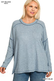 SOFT MELANGE HACCI EXPOSED SEAM HI-LOW TEE