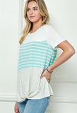 COLOR BLOCK FRONT TWIST BOTTOM TOP