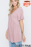 Ruffle Accent V-Neck