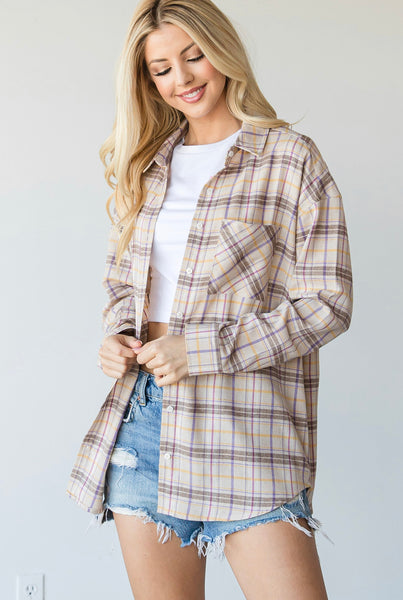 Taupe Casual Flannel