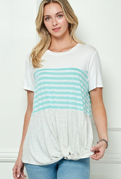 COLOR BLOCK FRONT TWIST BOTTOM TOP