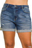 Dark Cuffed Hem Denim