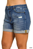 Dark Cuffed Hem Denim