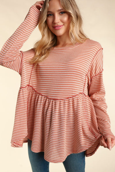 Rust Babydoll Knit Top