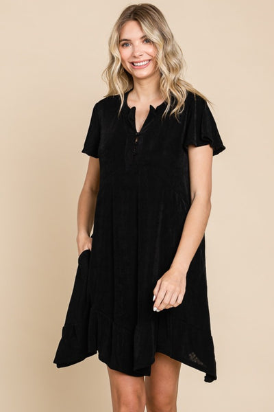 Culture Code Full Size Notched Short Sleeve Dress